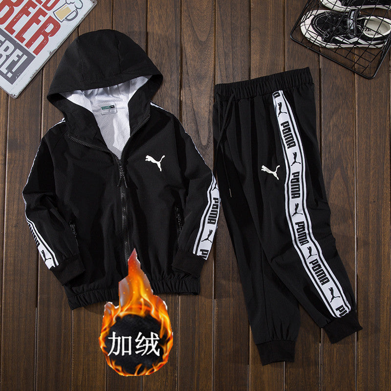 foreign trade Autumn clothes Boy Sports suit Children's wear Autumn and winter clothes Cardigan loose coat children outdoors Foreign style trousers Zipper shirt