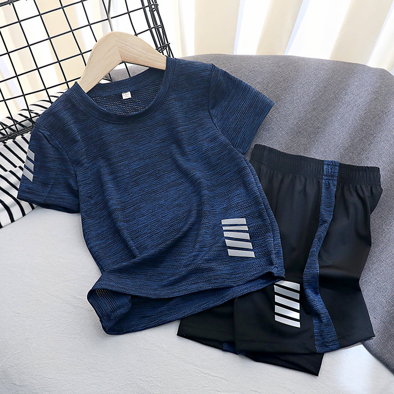 Boy Sports suit Children's wear thin Zhongda Tong Quick drying Short sleeve shorts Two piece set children summer wear girl T-shirt tide