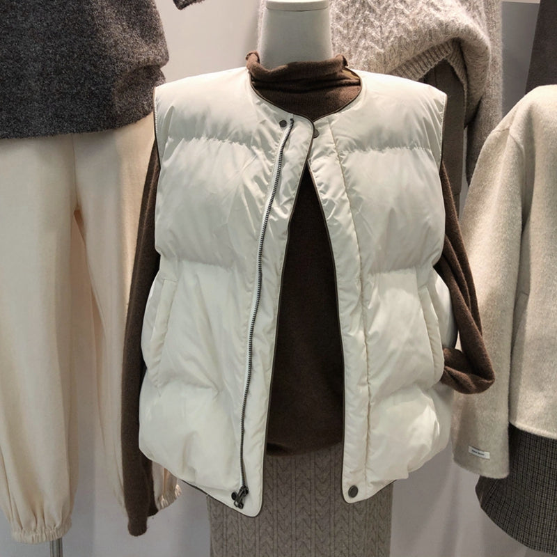 Down vest Vest female Autumn and winter Outside Design sense niche waistcoat cotton-padded clothes Vest loose coat winter thickening jacket