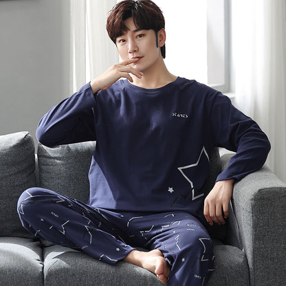 man Long sleeve trousers Spring and Autumn Cotton suit pajamas