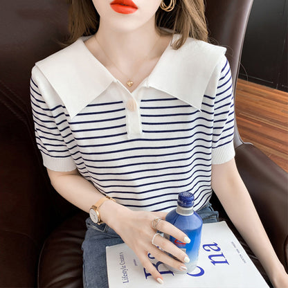 Fake two Short sleeve Chiffon shirt T-shirt female summer wear 2022 summer new pattern high-end ma'am pure cotton unique jacket