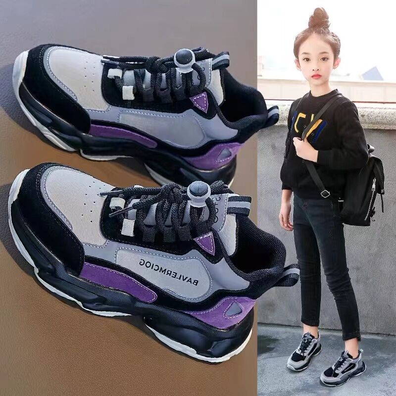 girl shoes Leather surface gym shoes spring The new children Internet celebrity leisure time Daddy shoes Zhongda Tong girl Running shoes