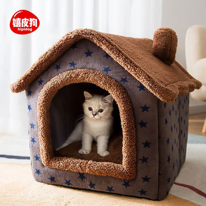 Cat's nest winter keep warm Cat bed House type Dog house All seasons Removable and washable Kittens closed Pet Supplies & Pet