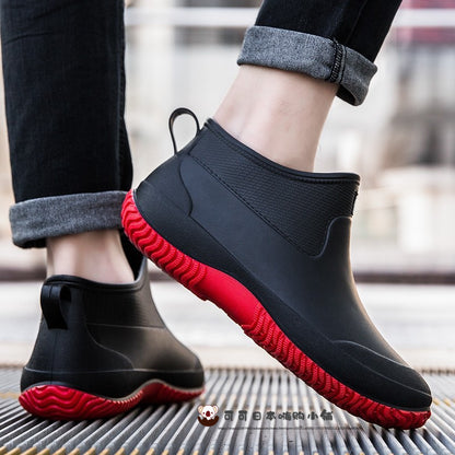 Japan Purchasing agent GP non-slip Rain shoes male Short tube female Low Gang Boots kitchen Rubber shoes Overshoes Car Wash go fishing Couple shoes