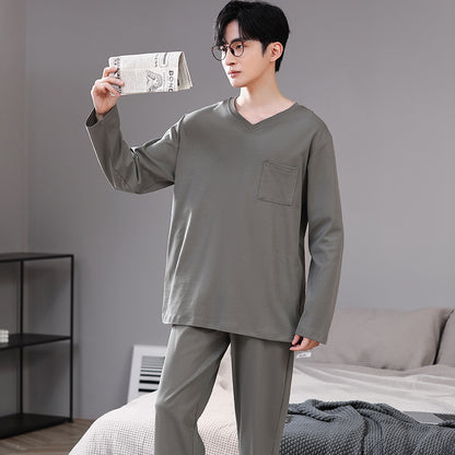man Long sleeve trousers Spring and Autumn Cotton suit pajamas