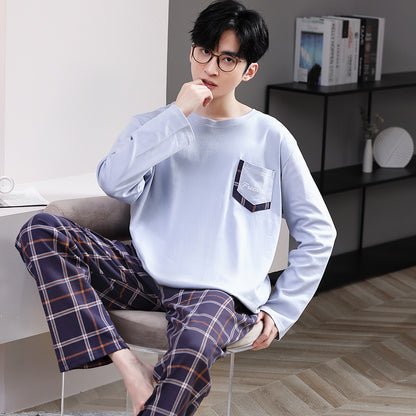 man Long sleeve trousers Spring and Autumn Cotton suit pajamas