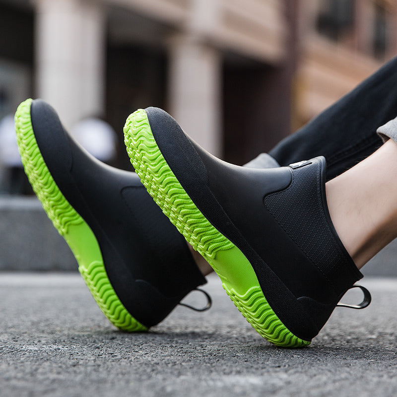 Japan Purchasing agent GP non-slip Rain shoes male Short tube female Low Gang Boots kitchen Rubber shoes Overshoes Car Wash go fishing Couple shoes