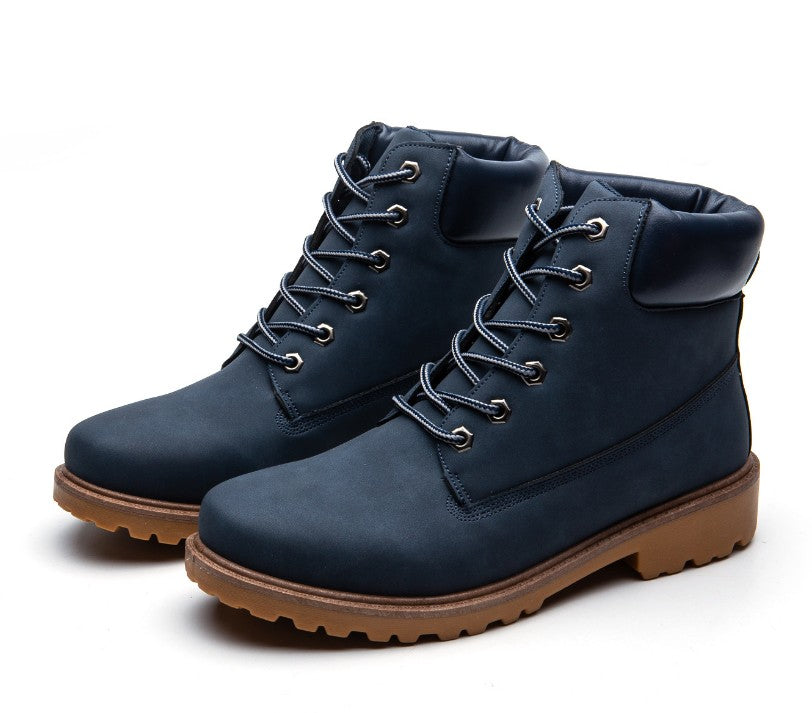 Autumn and winter men and women Couple boots Britain Two cotton Martin boots Tooling boots Cotton boots leisure time leather shoes Women's Boots Gao Bang Men's Shoes