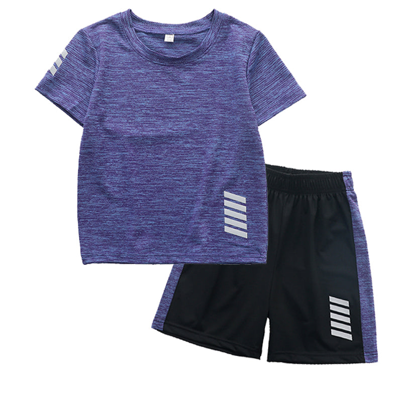 Boy Sports suit Children's wear thin Zhongda Tong Quick drying Short sleeve shorts Two piece set children summer wear girl T-shirt tide