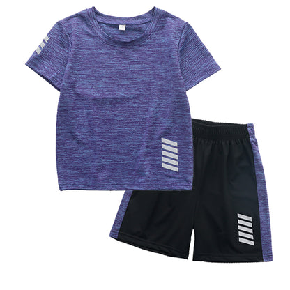 Boy Sports suit Children's wear thin Zhongda Tong Quick drying Short sleeve shorts Two piece set children summer wear girl T-shirt tide