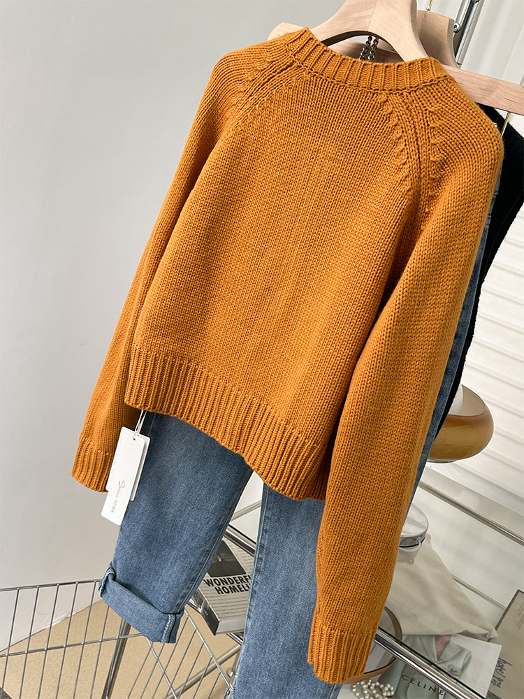 orange Double zipper knitting Cardigan female spring and autumn have cash less than that is registered in the accounts Long sleeve Soft waxy glutinous Raccoon cardigan loose coat Autumn and winter jacket