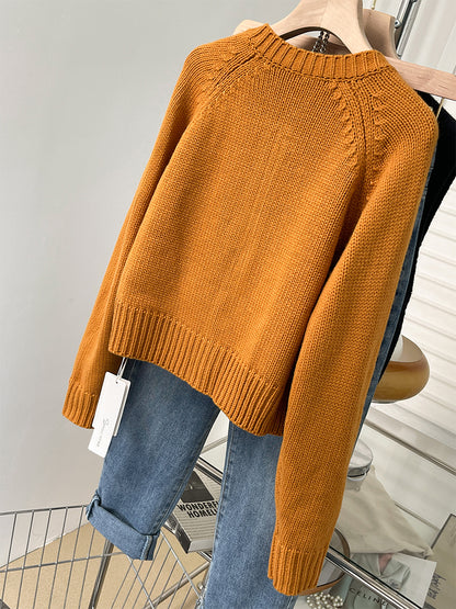 orange Double zipper knitting Cardigan female spring and autumn have cash less than that is registered in the accounts Long sleeve Soft waxy glutinous Raccoon cardigan loose coat Autumn and winter jacket