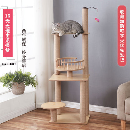 Cat rack Cat climbing frame Cat's nest Cat tree one Cat scratch board sisal solid wood small-scale Cat scratch post Cat products Cat jumping platform