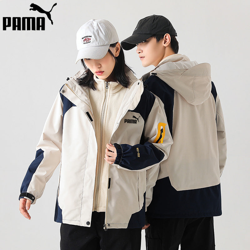 Jacket men and women Autumn and winter ins Chaopai Travel outdoors Three in one pizex Windbreak removable lovers loose coat