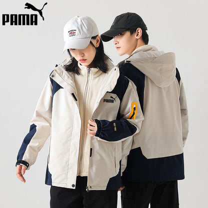 Jacket men and women Autumn and winter ins Chaopai Travel outdoors Three in one pizex Windbreak removable lovers loose coat