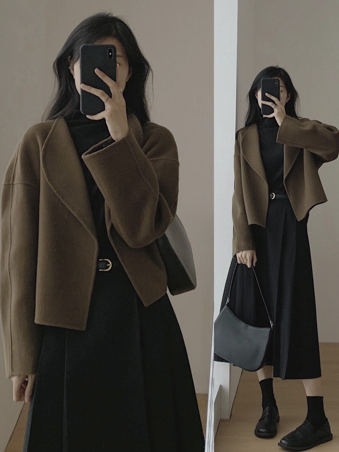 Hepburn wind have cash less than that is registered in the accounts Wool loose coat female Autumn and winter little chap Korean version two-sided Cashmere Advanced sense thickening Woollen overcoat