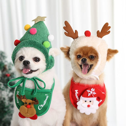 Dog Kitty christmas Hat Saliva towel Bib poodle Fadou Pomeranian Autumn and winter Pets Clothes & Accessories Dress up