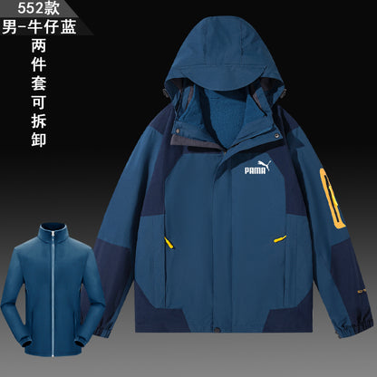 Jacket men and women Autumn and winter ins Chaopai Travel outdoors Three in one pizex Windbreak removable lovers loose coat