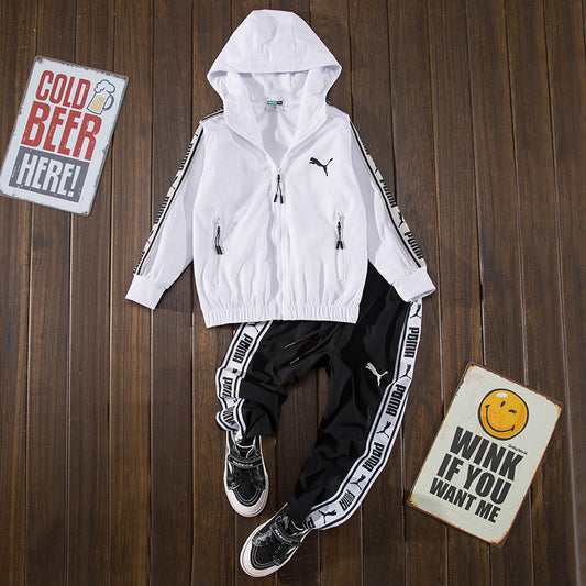 foreign trade Autumn clothes Boy Sports suit Children's wear Autumn and winter clothes Cardigan loose coat children outdoors Foreign style trousers Zipper shirt