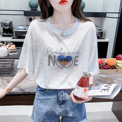 Fake two Short sleeve Chiffon shirt T-shirt female summer wear 2022 summer new pattern high-end ma'am pure cotton unique jacket