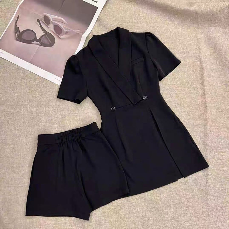 tailored collar A dress Show thin Advanced sense leisure time shorts Two piece suit female summer 2022 new pattern little chap