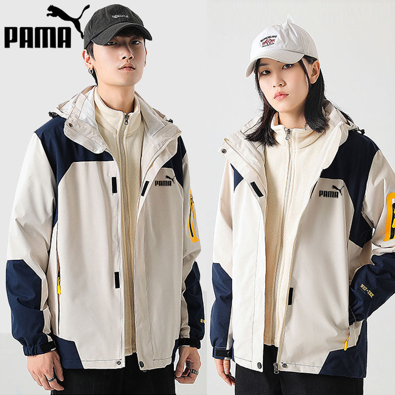 Jacket men and women Autumn and winter ins Chaopai Travel outdoors Three in one pizex Windbreak removable lovers loose coat