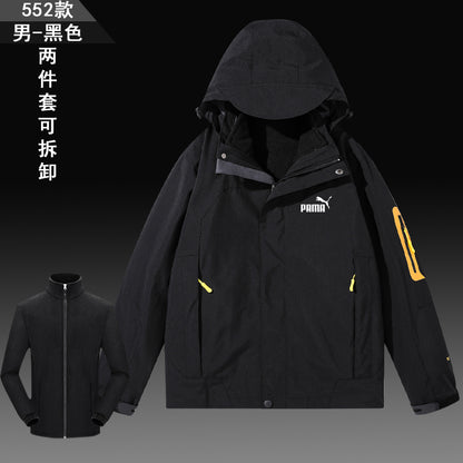 Jacket men and women Autumn and winter ins Chaopai Travel outdoors Three in one pizex Windbreak removable lovers loose coat