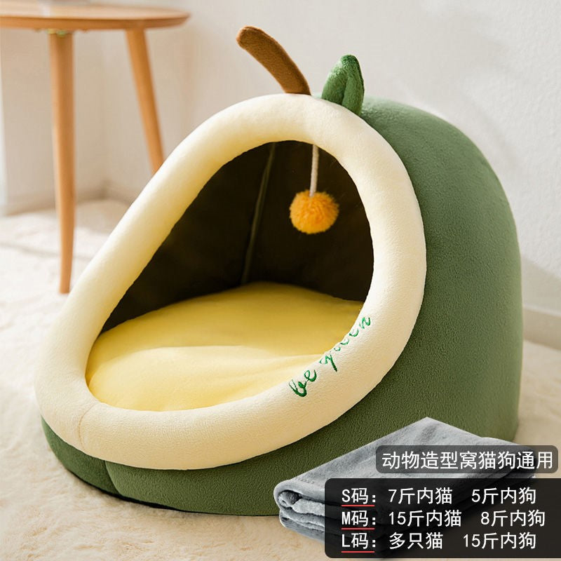 Cat's nest winter keep warm Cat bed House type Dog house All seasons Removable and washable Kittens closed Pet Supplies & Pet