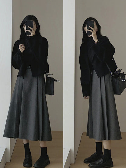 Hepburn wind have cash less than that is registered in the accounts Wool loose coat female Autumn and winter little chap Korean version two-sided Cashmere Advanced sense thickening Woollen overcoat