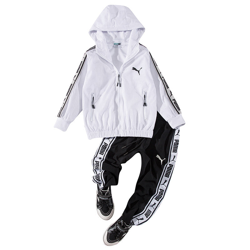 foreign trade Autumn clothes Boy Sports suit Children's wear Autumn and winter clothes Cardigan loose coat children outdoors Foreign style trousers Zipper shirt