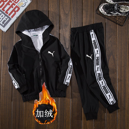 foreign trade Autumn clothes Boy Sports suit Children's wear Autumn and winter clothes Cardigan loose coat children outdoors Foreign style trousers Zipper shirt