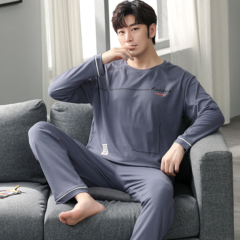 man Long sleeve trousers Spring and Autumn Cotton suit pajamas