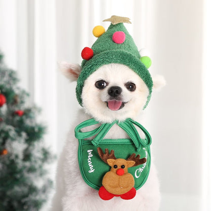 Dog Kitty christmas Hat Saliva towel Bib poodle Fadou Pomeranian Autumn and winter Pets Clothes & Accessories Dress up