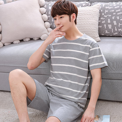pajamas male summer Cartoon lovely pure cotton Short sleeve shorts new pattern man Can be worn out Home suit Plus Size