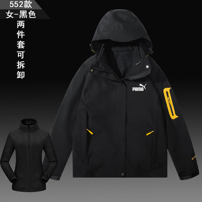 Jacket men and women Autumn and winter ins Chaopai Travel outdoors Three in one pizex Windbreak removable lovers loose coat