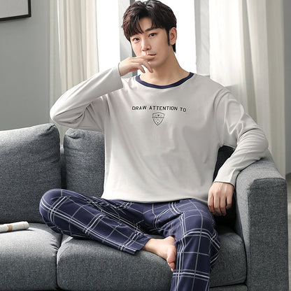 man Long sleeve trousers Spring and Autumn Cotton suit pajamas