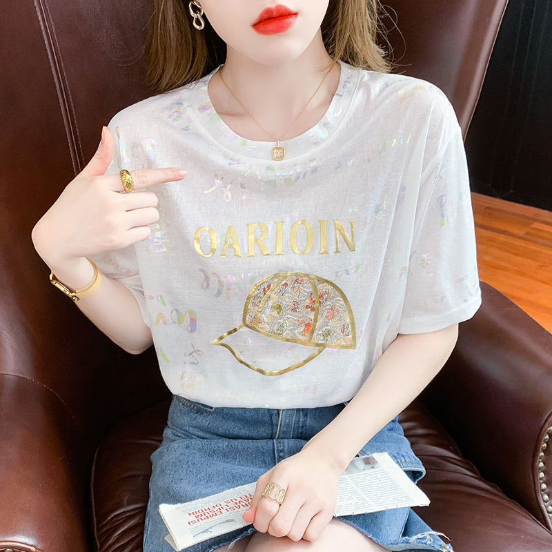 Fake two Short sleeve Chiffon shirt T-shirt female summer wear 2022 summer new pattern high-end ma'am pure cotton unique jacket