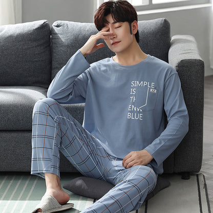 man Long sleeve trousers Spring and Autumn Cotton suit pajamas
