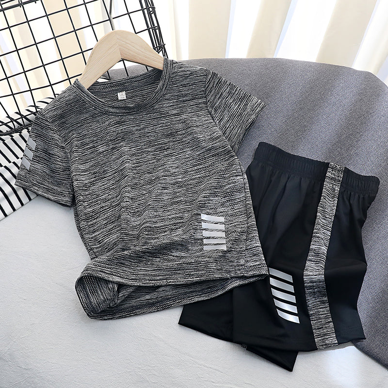 Boy Sports suit Children's wear thin Zhongda Tong Quick drying Short sleeve shorts Two piece set children summer wear girl T-shirt tide
