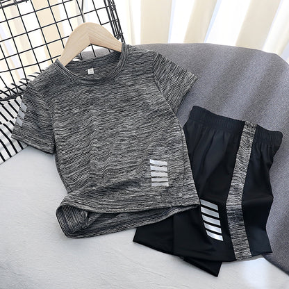 Boy Sports suit Children's wear thin Zhongda Tong Quick drying Short sleeve shorts Two piece set children summer wear girl T-shirt tide