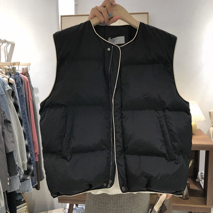 Down vest Vest female Autumn and winter Outside Design sense niche waistcoat cotton-padded clothes Vest loose coat winter thickening jacket