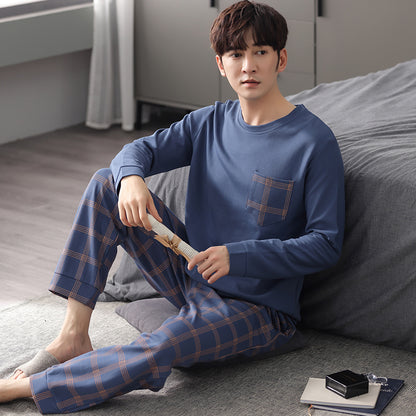 man Long sleeve trousers Spring and Autumn Cotton suit pajamas