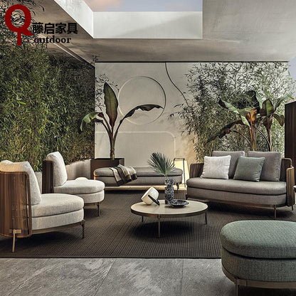 outdoors furniture Rattan weaving sofa combination   a living room Light luxury leisure time Sun room sofa Three people Pack up outdoor furniture