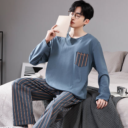 man Long sleeve trousers Spring and Autumn Cotton suit pajamas