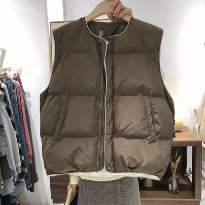 Down vest Vest female Autumn and winter Outside Design sense niche waistcoat cotton-padded clothes Vest loose coat winter thickening jacket