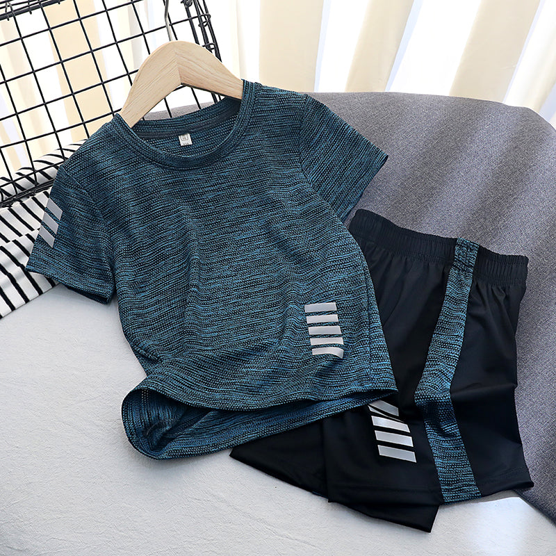 Boy Sports suit Children's wear thin Zhongda Tong Quick drying Short sleeve shorts Two piece set children summer wear girl T-shirt tide