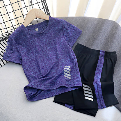 Boy Sports suit Children's wear thin Zhongda Tong Quick drying Short sleeve shorts Two piece set children summer wear girl T-shirt tide