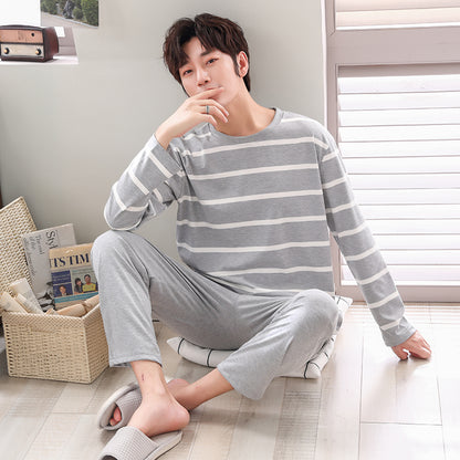 man Long sleeve trousers Spring and Autumn Cotton suit pajamas