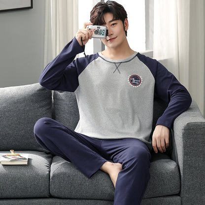 man Long sleeve trousers Spring and Autumn Cotton suit pajamas