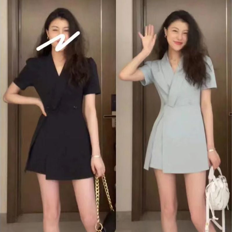 tailored collar A dress Show thin Advanced sense leisure time shorts Two piece suit female summer 2022 new pattern little chap